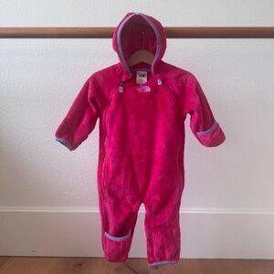 North Face Baby Girl Buttery Fleece Bunting Onesie Suit 3-6 Months Pink Purple